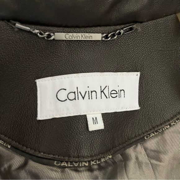 Calvin Klein Brown Genuine Leather Blazer Jacket size Medium - Picture 2 of 7